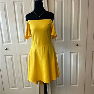 Chic Off-Shoulder Yellow High Low Dress
